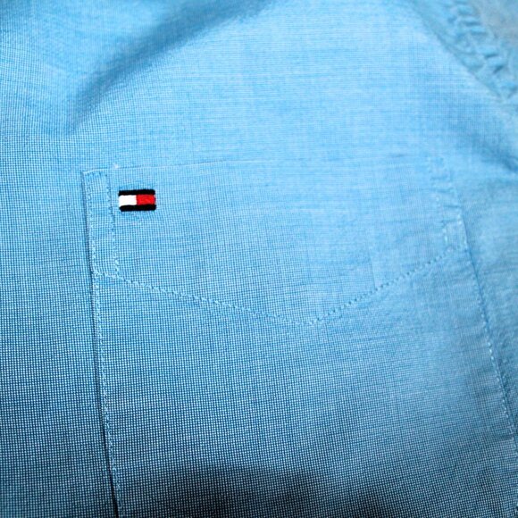 Tommy Hilfiger Blue Cotton Button-Down Shirt, Medium - Picture 5 of 7